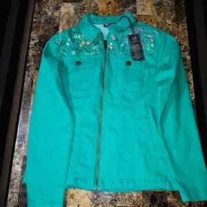Diane Gilman green floral jacket